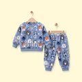 Boys Blue Animal Print Fleece Sweatshirt & Pants Sets 2 pc. Sets Blue 1-2 Y