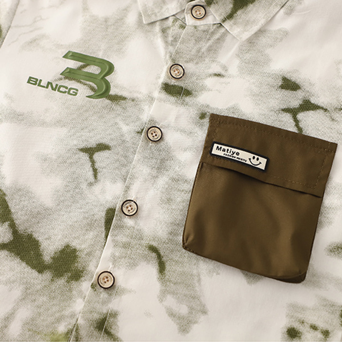 Boys Green Abstract Printed Short Sleeves Shirt With T-Shirt And Cargo Shorts Set Sets