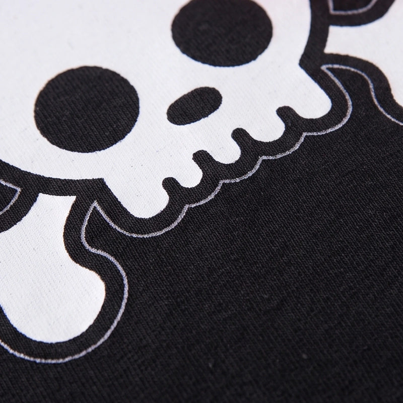 Girls Black Skull Print Long Sleeve Fit & Flare Dress Casual Dresses