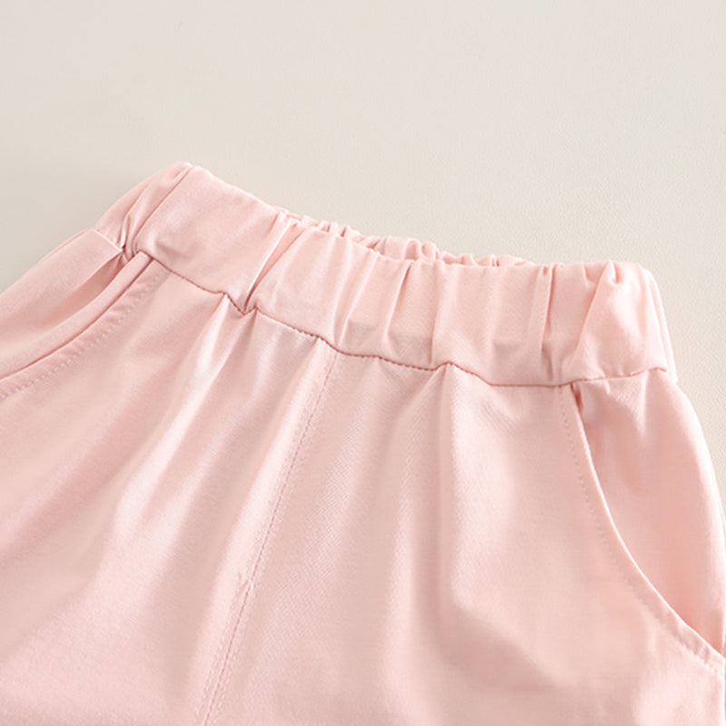 Girls Peach Heart Sequined Puff Sleeves Top With Shorts Set 2 pc. Sets