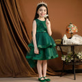 Girls Green Embroidered Sleeveless Layered Party Dress With Bow Party Dresses Green 2-3 Y