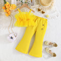 Girls Yellow Strappy Top With Wide Bottom Trouser 2 pc. Sets