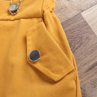 Girls Schiffli Flutter Sleeves Top With Mustard Suspenders Skorts Sets Sets