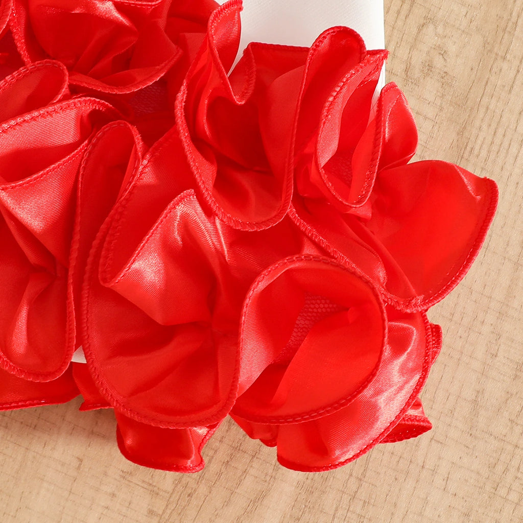 Girls Red Ruffle A-line Party Dress Party Dresses
