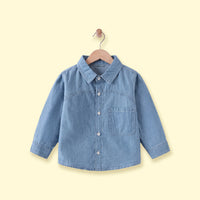Boys Light Blue Long Sleeve Denim Shirt Shirts Light Blue 1-2 Y
