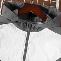 Boys Grey Solid Hooded Front Zipper Jacket Coats & Jackets