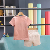 Boys Peach Animal Print Short Sleeve T-Shirt With Shorts Sets 2 pc. Sets