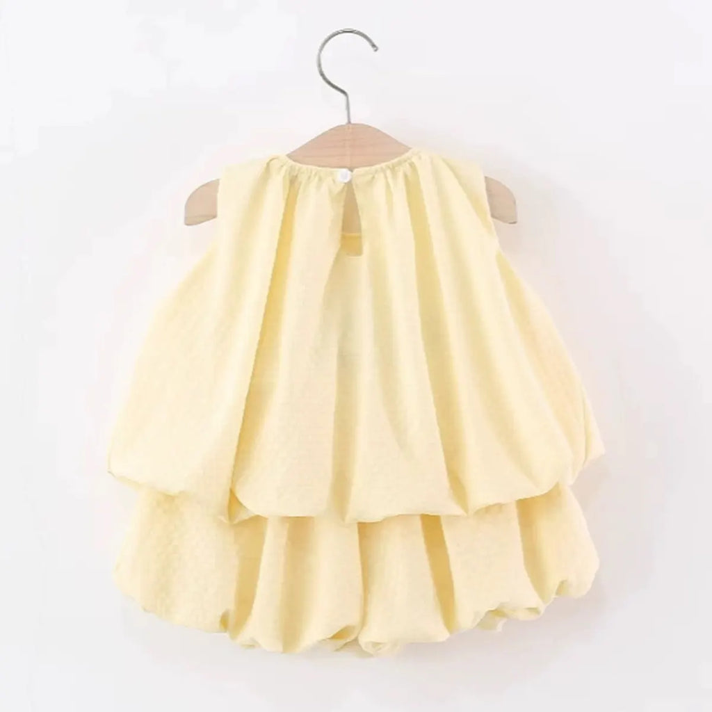 Girls Lime Yellow Textured Sleeveless Top With Bubble-Hem Shorts Co-ord Sets Sets