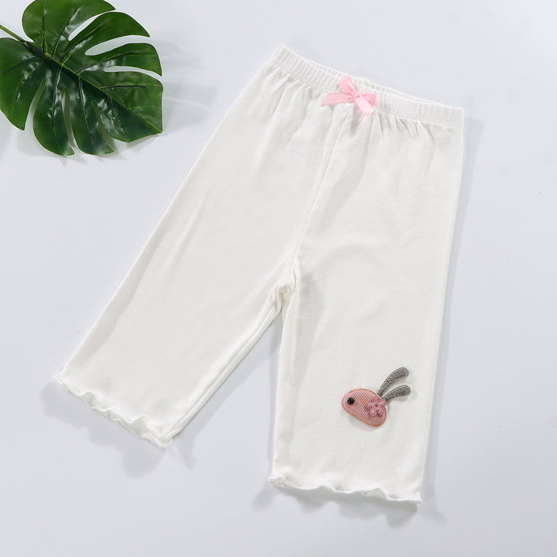 Girls Bunny Applique Pants With Bow Pants