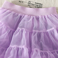 Girls Purple Flower Applique Crop Top With Skirt Sets Sets