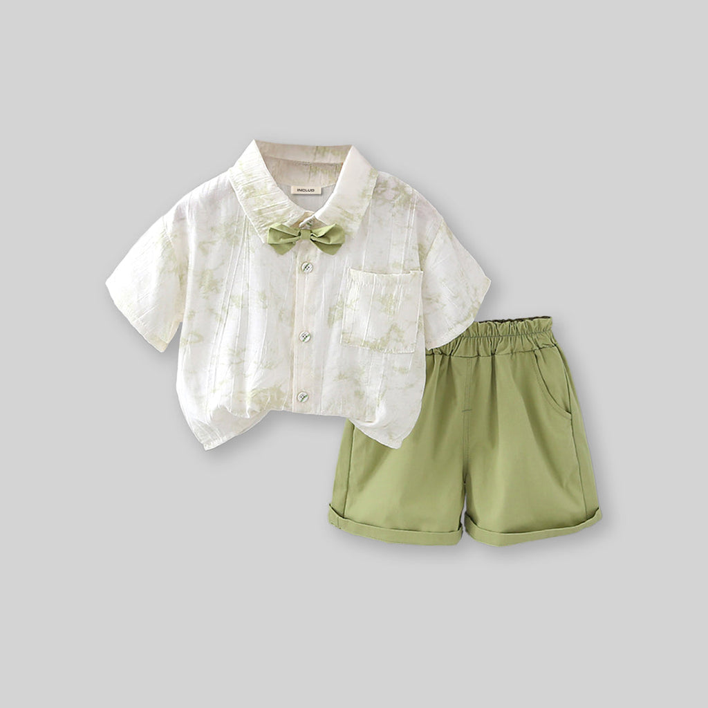 Boys Light Green Tie & Dye Shirt with Shorts Set Sets Light Green 1-2 Y 