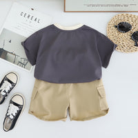 Boys Dark Grey Crocodile Printed T-Shirt With Shorts Set 2 pc. Sets