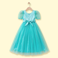 Girls Sea Green Puff Sleeve Fit & Flare Party Dress Party Dresses