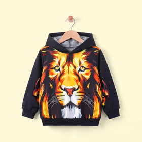 Boys Black Lion Graphic Hooded Sweatshirt Sweatshirts & Hoodies Black 3-4 Y