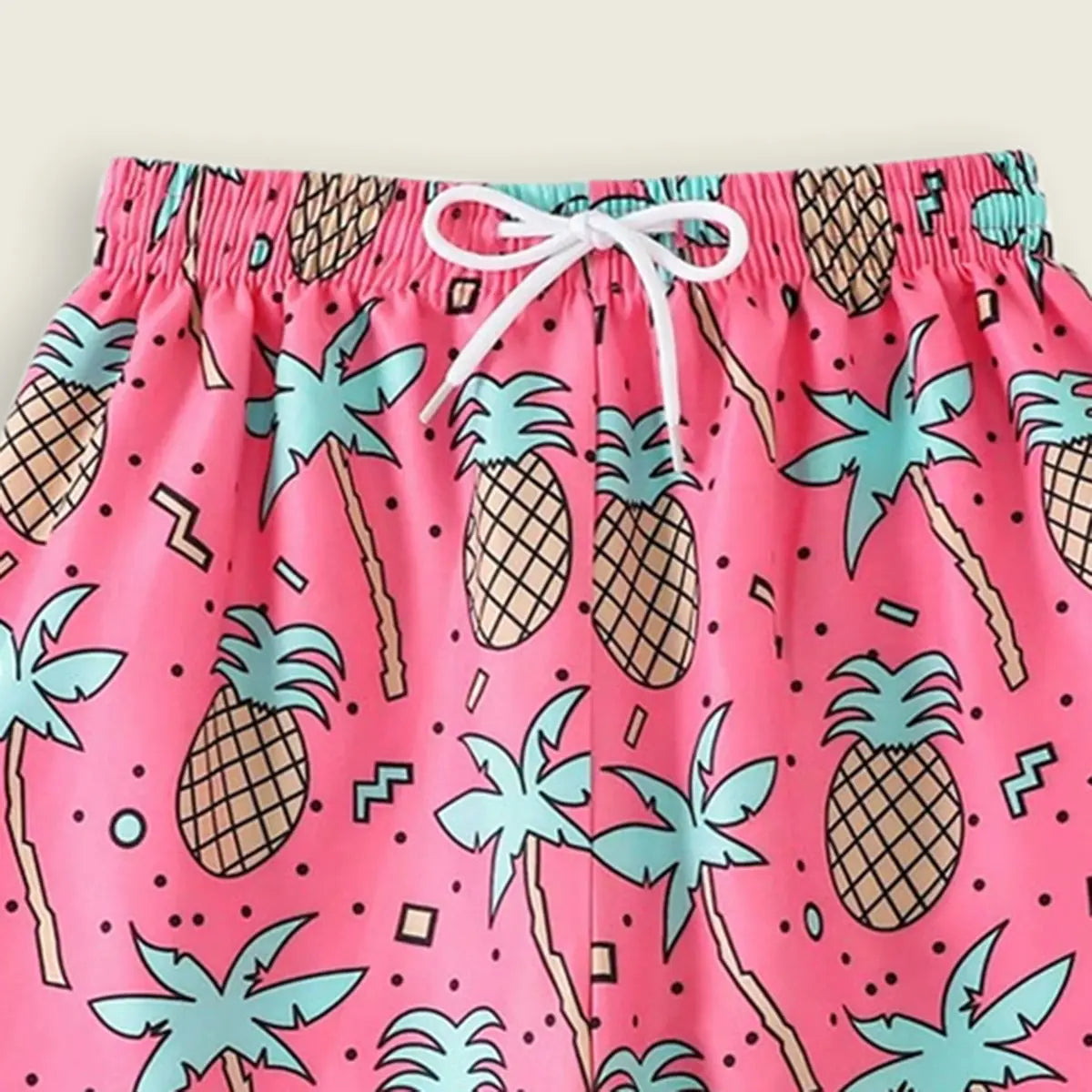 Boys Pink Tropical Printed Shorts With Elasticated Waistband Shorts