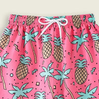 Boys Pink Tropical Printed Shorts With Elasticated Waistband Shorts