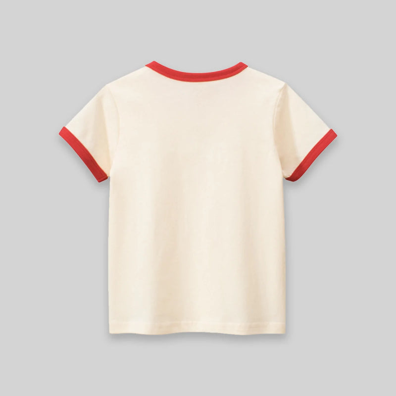 Boys Cream Graphic Short Sleeve T-Shirt Tshirts