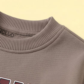 Boys Light Brown Typographic Sweatshirt & Joggers Sets Sets