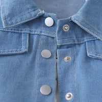 Girls White Polka Dot Spaghetti Strap A-line Dress with Denim Jacket Casual Dresses