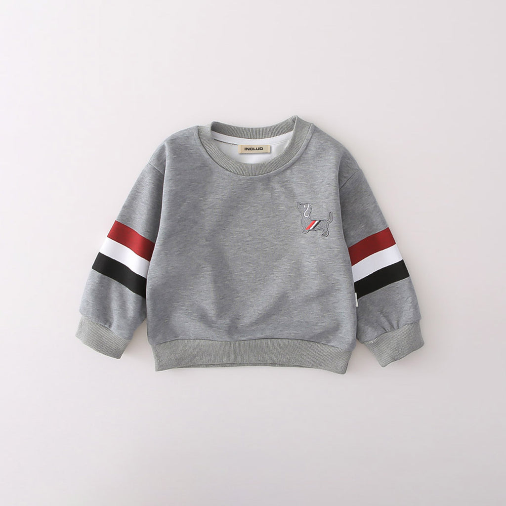 Boys Grey Solid Sweatshirt With Distressed Denim Pants Set 2 pc. Sets