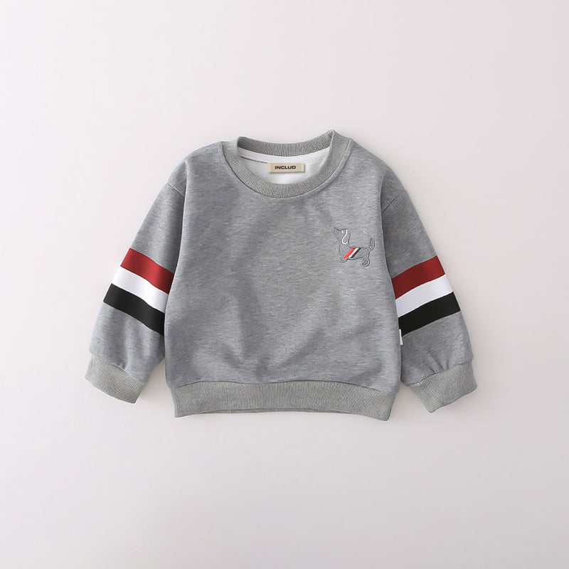 Boys Grey Solid Sweatshirt With Distressed Denim Pants Set 2 pc. Sets
