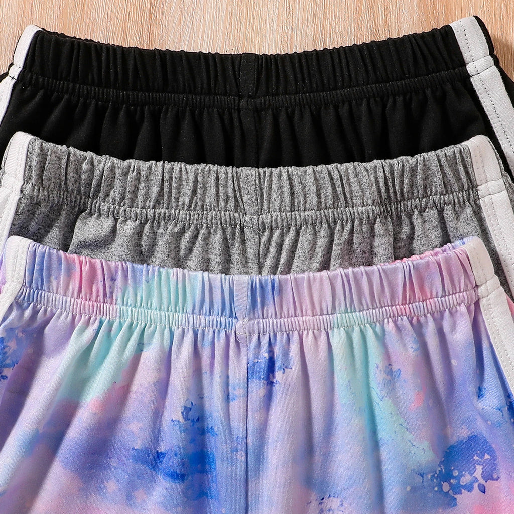 Girls Multicolour Tie & Dye Print Shorts Pack Of 3 Shorts