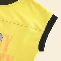 Boys Yellow Graphic Extended Shoulder T-Shirt With Shorts Set 2 pc. Sets