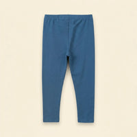 Girls Blue Solid Ankle Length Leggings Leggings & Tights