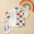 Boys White Block Printed Short Sleeves Shirt Shirts White 1-2 Y