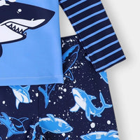 Boys Blue Shark Printed T-Shirt With Shorts Swimwear Sets Sets