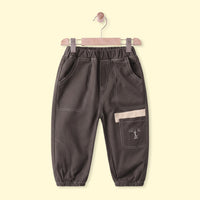 Boys Dark Brown Embroidered Jogger Pants Dark Brown 1-2 Y