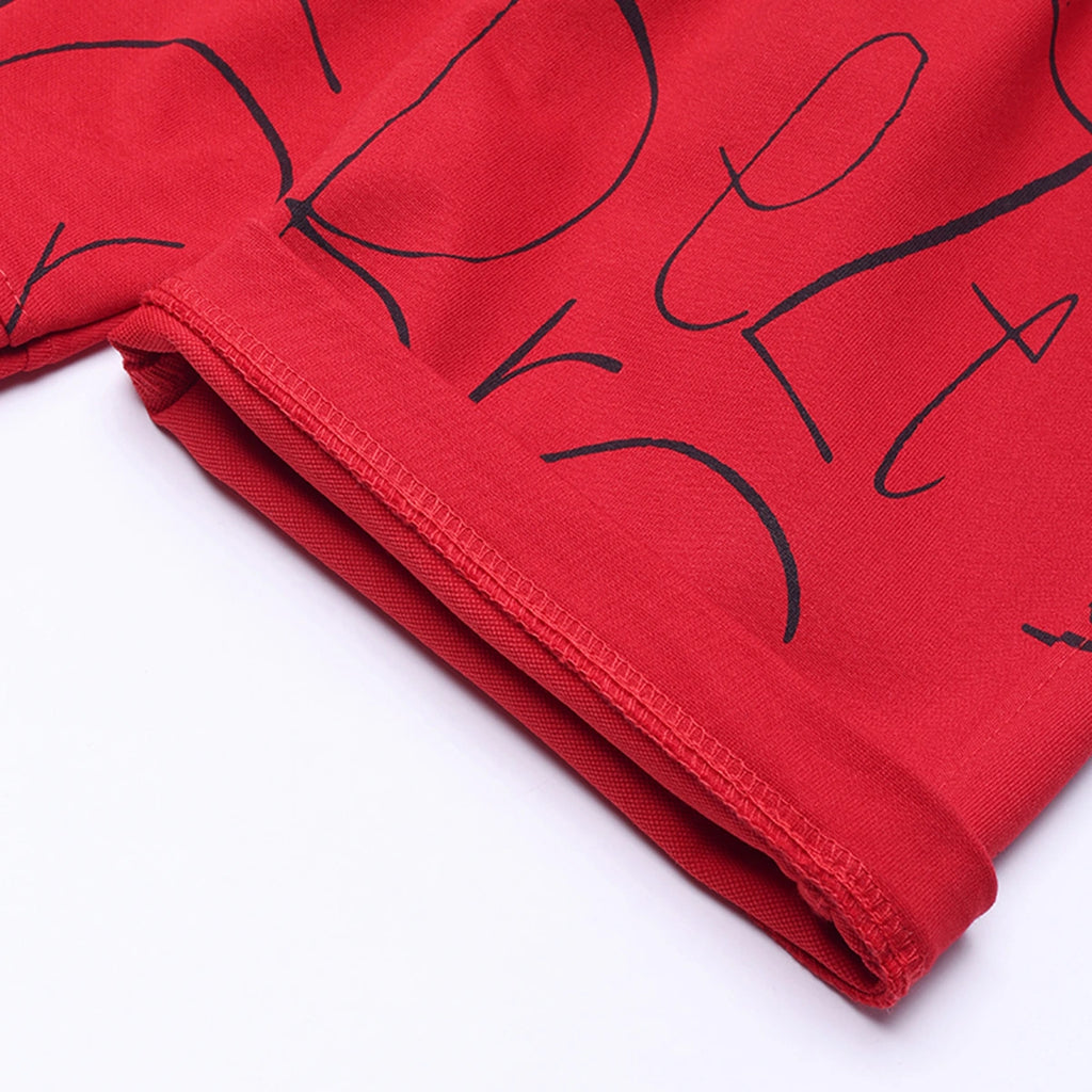 Boys Red Astronaut Graphic Short Sleeve T-shirt With Drawstring Shorts And Bag Sets Sets