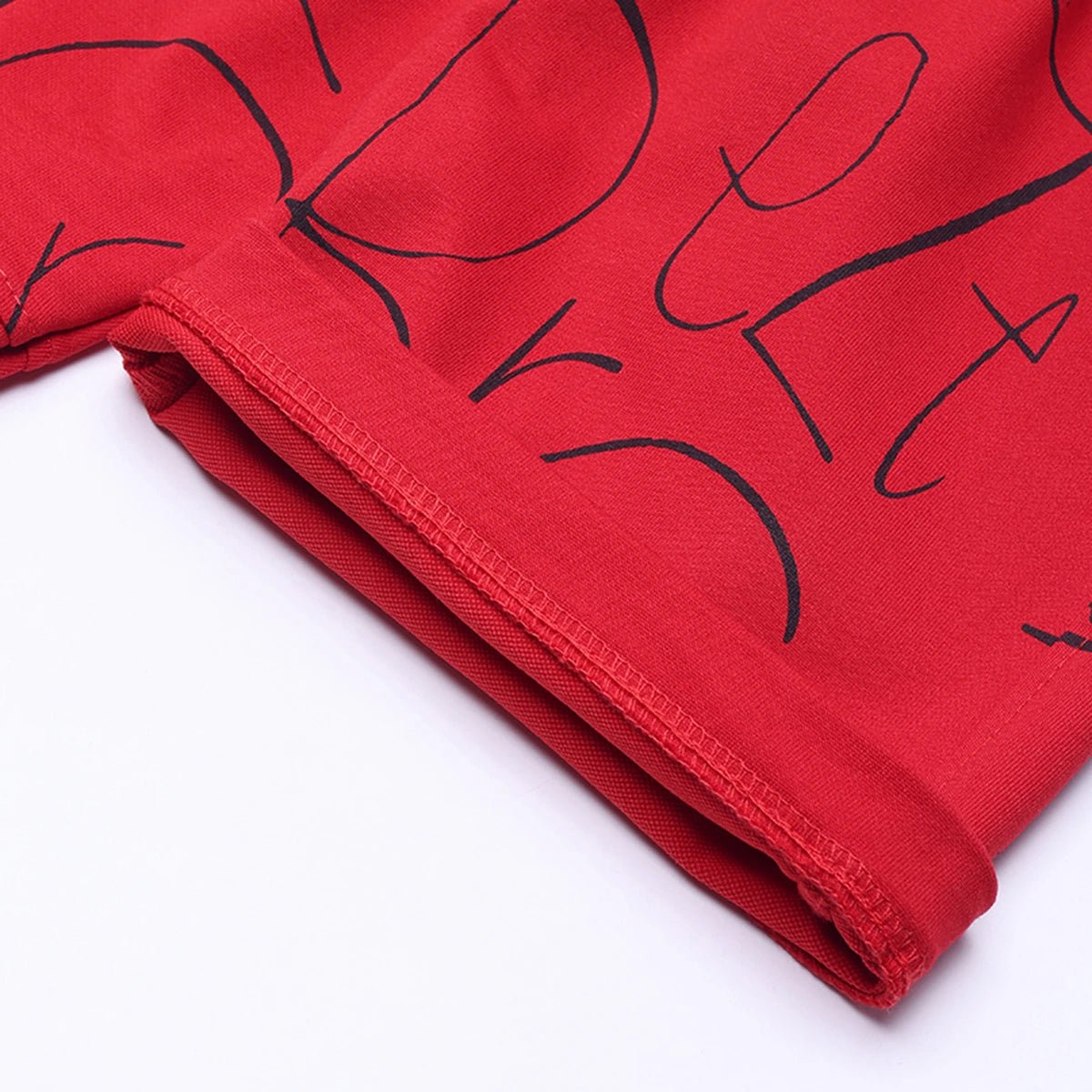 Boys Red Astronaut Graphic Short Sleeve T-shirt With Drawstring Shorts And Bag Sets Sets