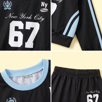 Girls Black Typographic Crop Sweatshirt & Flared Pants Co-ord Sets Sets