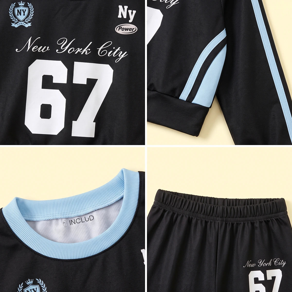 Girls Black Typographic Crop Sweatshirt & Flared Pants Co-ord Sets Sets