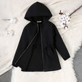 Girls Black Solid Oversized Long Sleeve Hooded Winter Jackets Coats & Jackets Black 7-8 Y