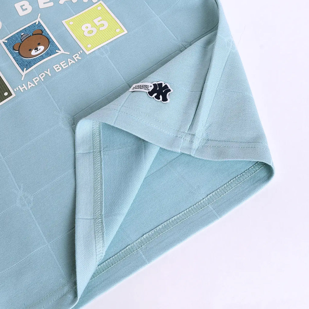 Boys Light Blue Bear Motif Short Sleeve T-Shirt With Shorts Sets Sets