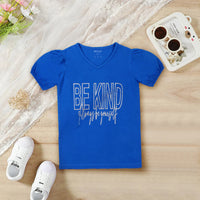 Girls Multicolor Typographic V-Neck Summer T-Shirt- Pack Of 2 Tshirts