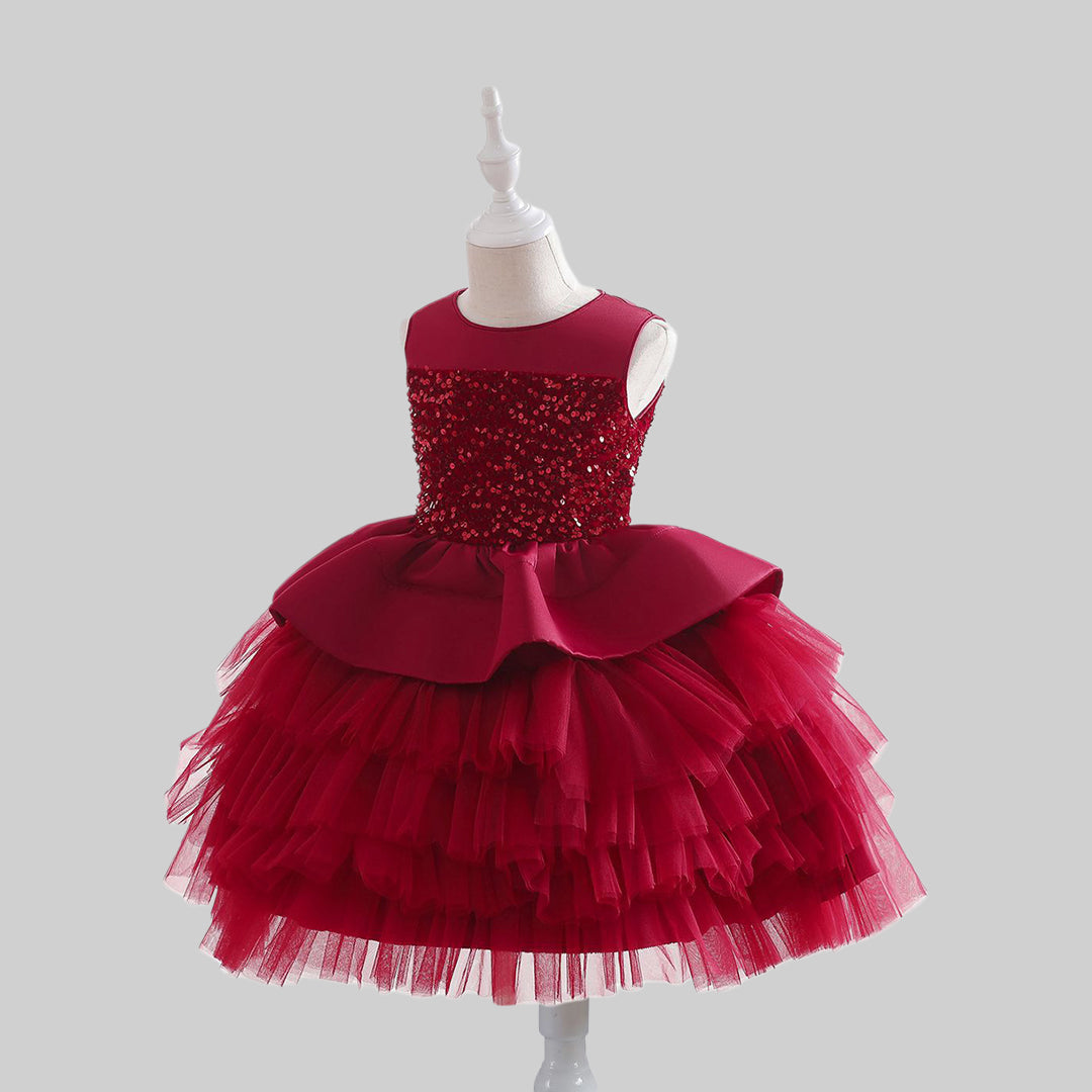 Girls Sequins Embellished Fit & Flare Party Wear Dress Party Dresses   