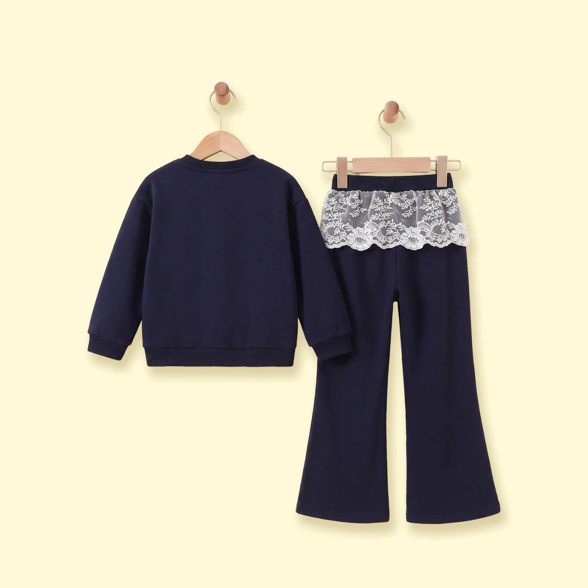 Girls Navy Blue Bow Applique Sweatshirt With Pants Sets 2 pc. Sets