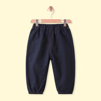 Boys Navy Blue Embroidered Jogger Pants