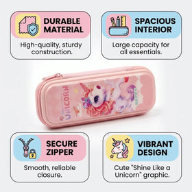 Unicorn Cartoon Hard Shell Pencil Case Peach Color Trending Accessories