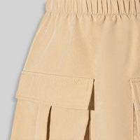 Girls White Ribbed Tank Top With Cargo Skirt Sets Sets