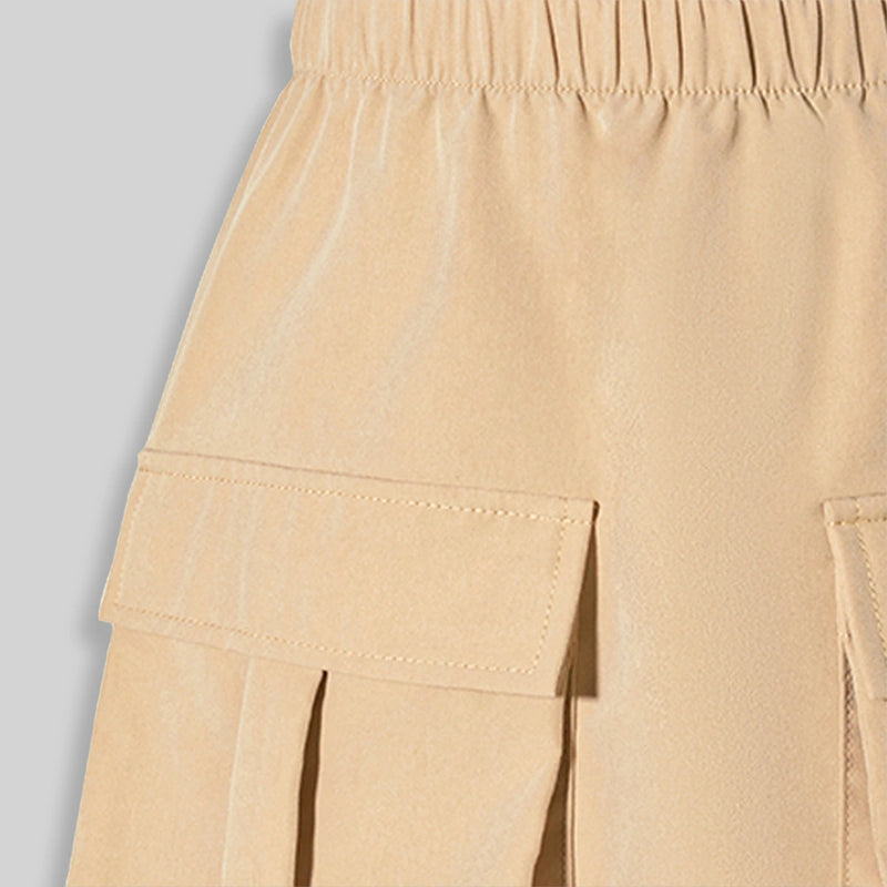 Girls White Ribbed Tank Top With Cargo Skirt Sets Sets