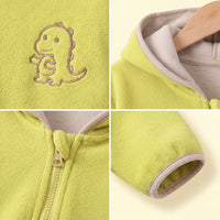 Boys Lime Green Dinosaur Embroidered Hooded Jacket Coats & Jackets