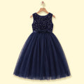 Girls Navy Blue Sequin Embellished Sleeveless Party Gown Party Dresses Navy Blue 1-2 Y