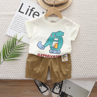 Boys White Short Sleeve Print T-Shirt With Shorts Set 2 pc. Sets White 1-2 Y