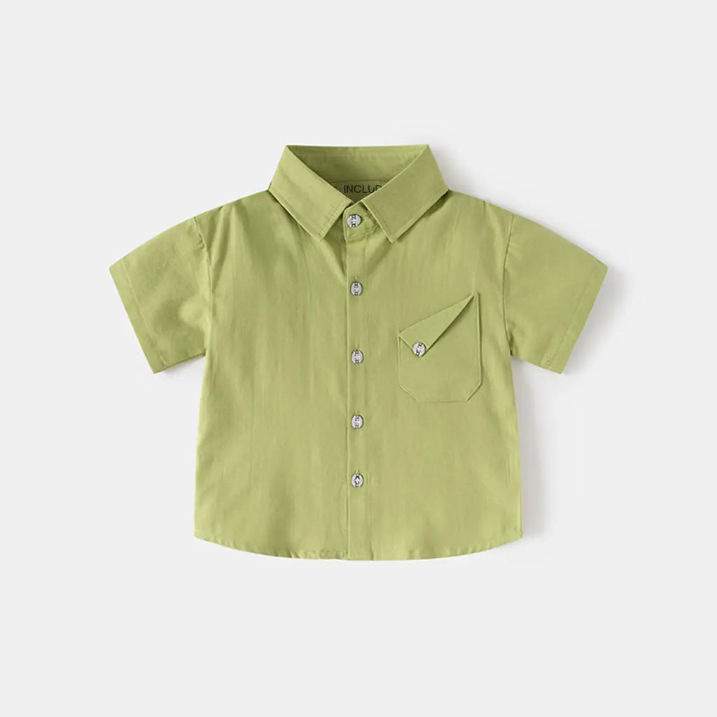 Boys Green Short Sleeve Casual Shirt Shirts