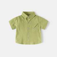 Boys Green Short Sleeve Casual Shirt Shirts
