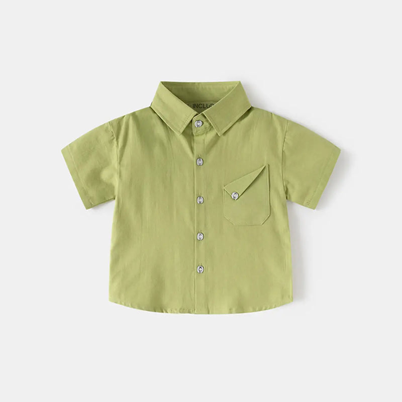 Boys Green Short Sleeve Casual Shirt Shirts